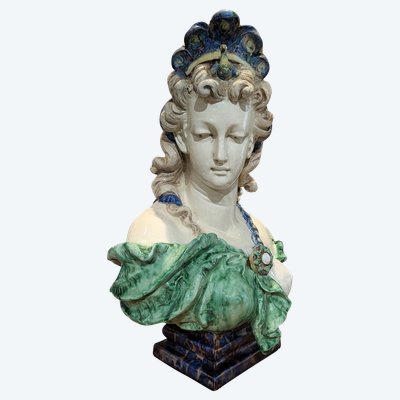 Thomas Victor Sergent, Bust "Hera" Barbotine Ceramic