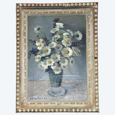 Öl auf Leinwand Stillleben mit Margeriten signiert Steven-Paul Robert 1932