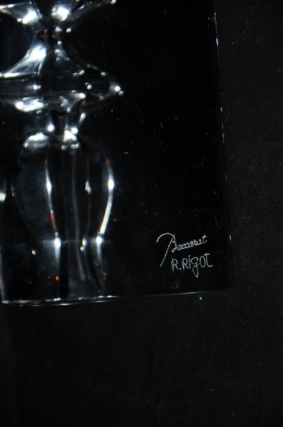 Fermalibro in cristallo firmato Baccarat dal designer Robert Rigot circa 1980