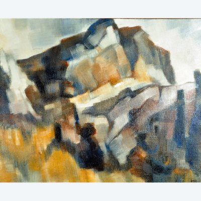 Öl auf Leinwand, signiert Mireille Besson, datiert und situiert "Mein Berg in Châtillon".