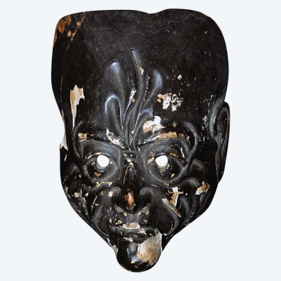 Masque japonais en bois sculpté dit de théâtre Nô milieu du XIXe siècle