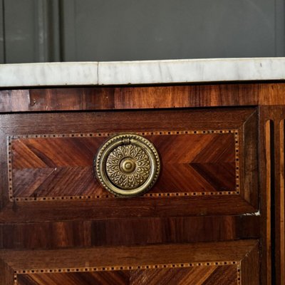 Cassettone d'epoca Luigi XVI in intarsio del XVIII secolo