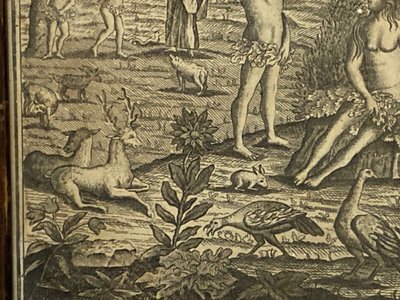 Eighteenth-century engraving Adam and Eve Temptation Sin Genesis Chapter 3 Basset