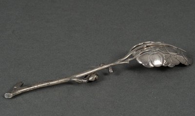 Dessert spoon silver initials SM naturalist branch 64 grams