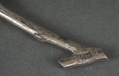 Dessert spoon silver initials SM naturalist branch 64 grams
