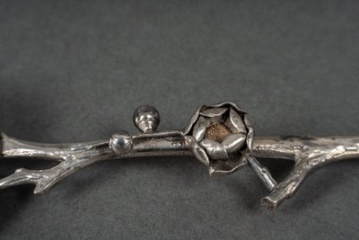 Dessert spoon silver initials SM naturalist branch 64 grams