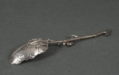 Dessert spoon silver initials SM naturalist branch 64 grams
