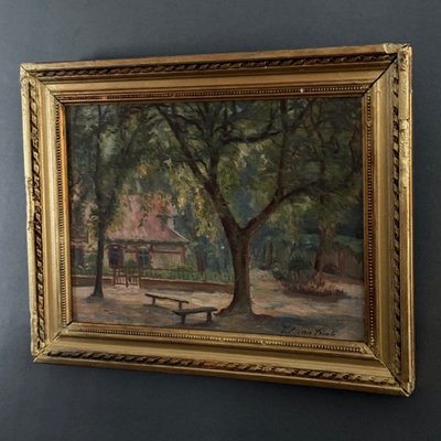 Oil on panel park and undergrowth La Baule by Térésa Bézard-Pératé 20th century