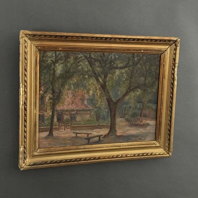 Oil on panel park and undergrowth La Baule by Térésa Bézard-Pératé 20th century