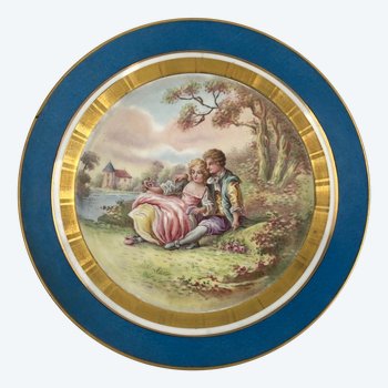 Assiette de Sèvres " Scène galante ",  XIXème