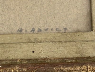 Watercolor on cardboard A. Adviey portrait 1930 gold frame