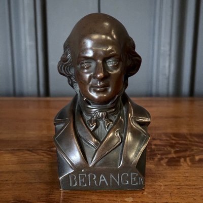 Bronzo raffigurante Béranger XIX secolo patina cioccolato finemente cesellata