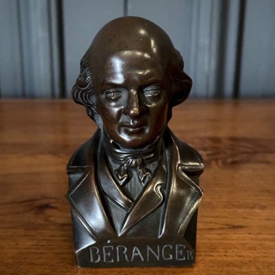 Bronzo raffigurante Béranger XIX secolo patina cioccolato finemente cesellata