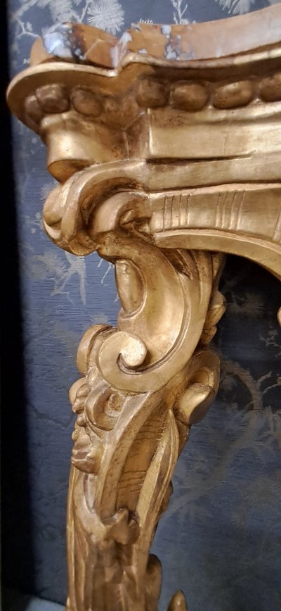 Louis XV gilded wood 2-legged console