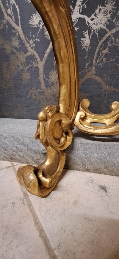 Louis XV gilded wood 2-legged console