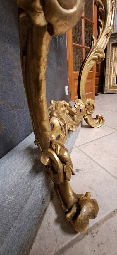 Louis XV gilded wood 2-legged console