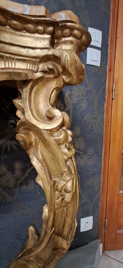 Louis XV gilded wood 2-legged console