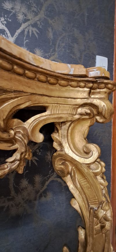 Louis XV gilded wood 2-legged console