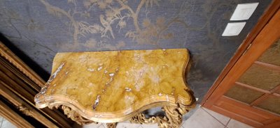 Louis XV gilded wood 2-legged console