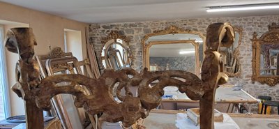 Louis XV gilded wood 2-legged console