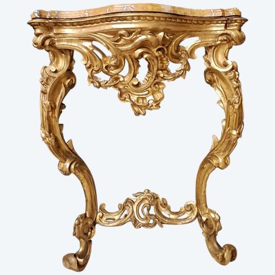 Louis XV gilded wood 2-legged console