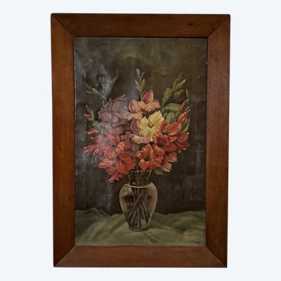 Öl auf Leinwand Stillleben Blumenstrauß von R. Schroder 1942