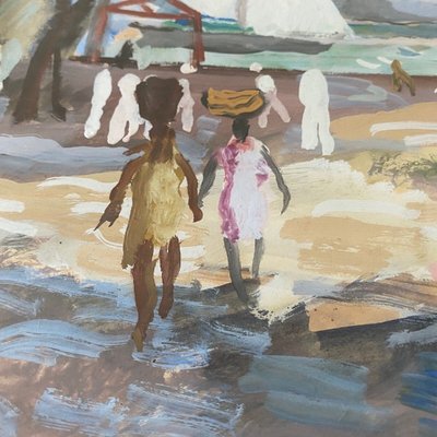 Aquarell auf Papier von Bernard Lamotte XXe Die Antillen
