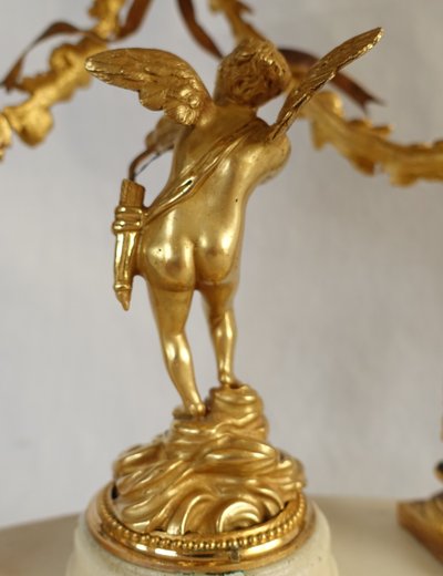 Louis XVI period clock with the temple of blind Love, guardian of Time - with its bell