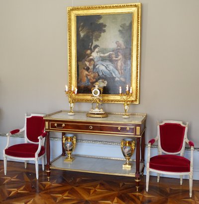 Louis XVI period clock with the temple of blind Love, guardian of Time - with its bell