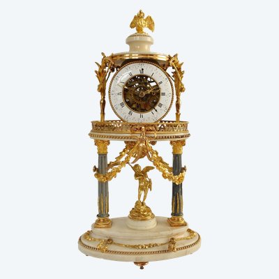 Louis XVI period clock with the temple of blind Love, guardian of Time - with its bell