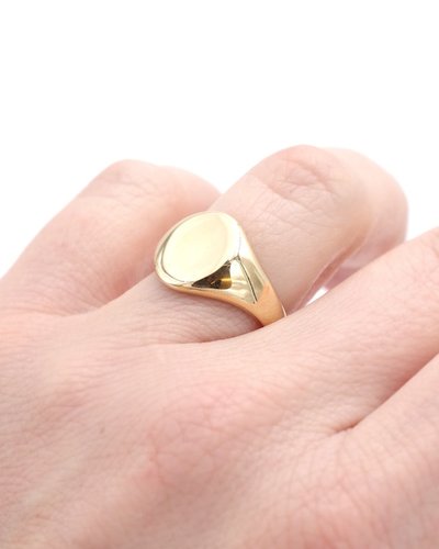 Vintage Siegelring aus 18k Gold, blanker Ring, Gravur, Gravur auf Anfrage, Vintage-Schmuckstück