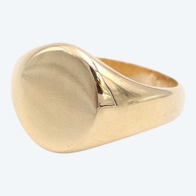 Vintage Siegelring aus 18k Gold, blanker Ring, Gravur, Gravur auf Anfrage, Vintage-Schmuckstück