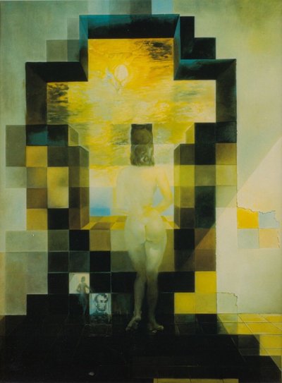 Porträt von Gala mit Blick auf das Mittelmeer nach Salvador Dali Lincoln Anamorphose
