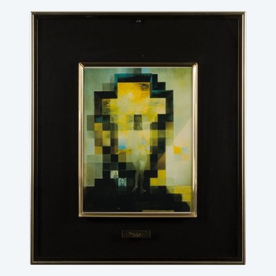 Porträt von Gala mit Blick auf das Mittelmeer nach Salvador Dali Lincoln Anamorphose