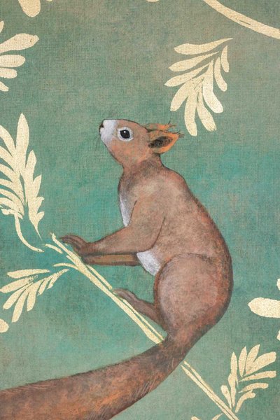 Bemalte Leinwand mit Eichhörnchen-Abbildung. Zeitgenössisch.  LS63331080A