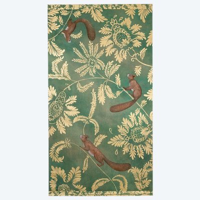 Bemalte Leinwand mit Eichhörnchen-Abbildung. Zeitgenössisch.  LS63331080A