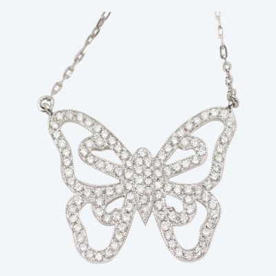 Collana a farfalla in oro bianco e diamanti