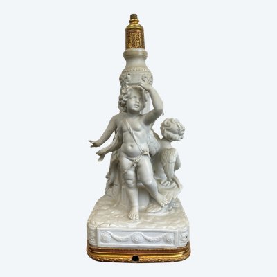 Late 19th Century Biscuit and Gilt Bronze Putti Lamp Base - Empire Style