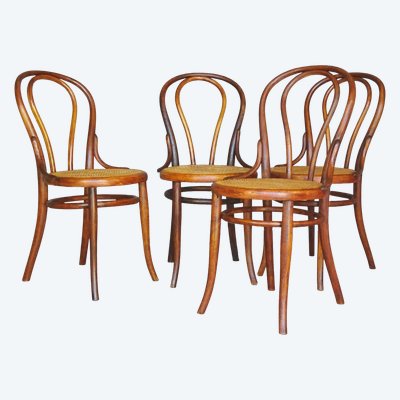 4 Thonet bistro chairs No. 18 new caning 1875