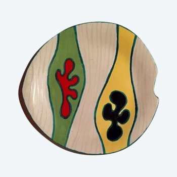 Piatto in ceramica smaltata. Gabriel Fourmaintraux. Biot anni '60.