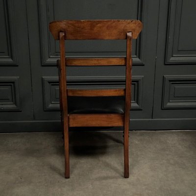 Poltrona commode inglese in mogano del XIX secolo, seduta nera
