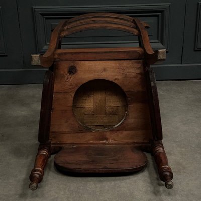 Poltrona commode inglese in mogano del XIX secolo, seduta nera