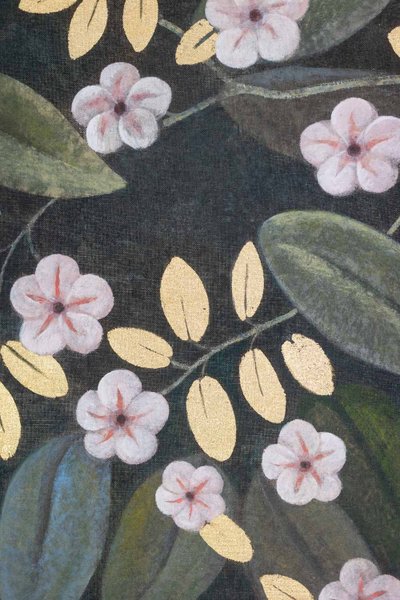 Painted canvas depicting a bird in a floral setting. Contemporary. LS6334675T