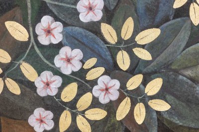 Painted canvas depicting a bird in a floral setting. Contemporary. LS6334675T