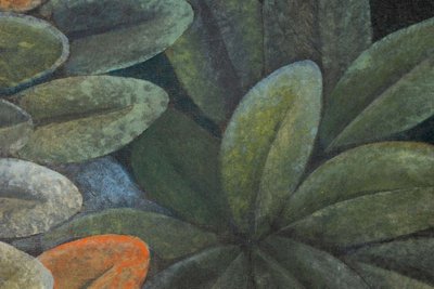 Painted canvas depicting a bird in a floral setting. Contemporary. LS6334675T