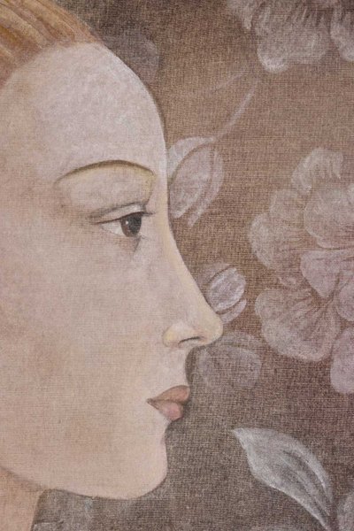 Painted canvas depicting an Italian Renaissance-style portrait. Reference: LS6335B671M