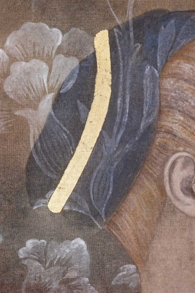 Painted canvas depicting an Italian Renaissance-style portrait. Reference: LS6335B671M