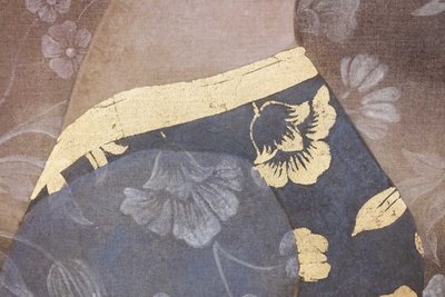 Painted canvas depicting an Italian Renaissance-style portrait. Reference: LS6335B671M