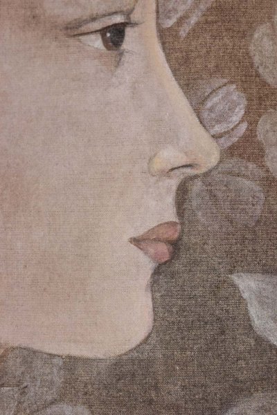 Painted canvas depicting an Italian Renaissance-style portrait. Reference: LS6335B671M