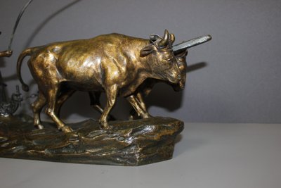 Bronzo L'aratore di Edouard Drouot circa 1900